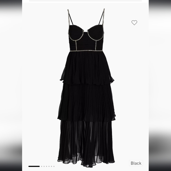 Self-Portrait Dresses & Skirts - Self-Portrait Bustier Tiered Chiffon Midi-Dress